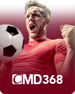 CMD368 sports betting banner featuring a football player celebrating with a soccer ball.
