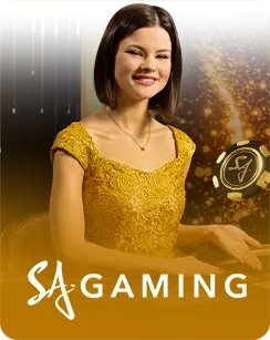 SA Gaming logo featuring a live casino dealer representing SA Gaming live dealer games.