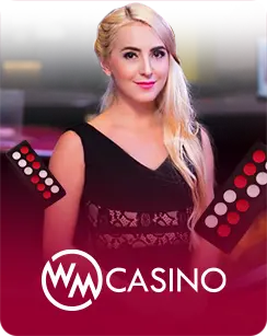 WM Casino logo featuring a live casino dealer with dice representing WM live casino games.