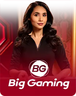 Big Gaming logo featuring a professional live casino dealer representing BG Big Gaming live casino games.