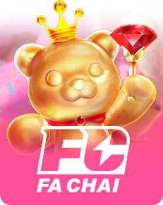 Fa Chai gaming logo featuring a golden lucky cat holding a red gemstone.